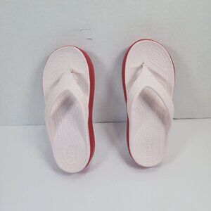 Crocs Unisex Platform Pink Red Thong Slippers Women -Size 4 Men-Size 2
